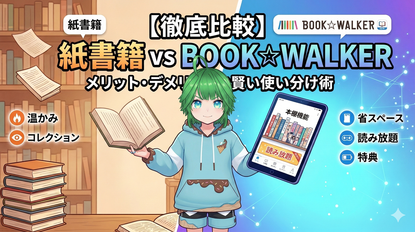 紙書籍 vs BOOK☆WALKER！メリット・デメリットと賢い使い分け術