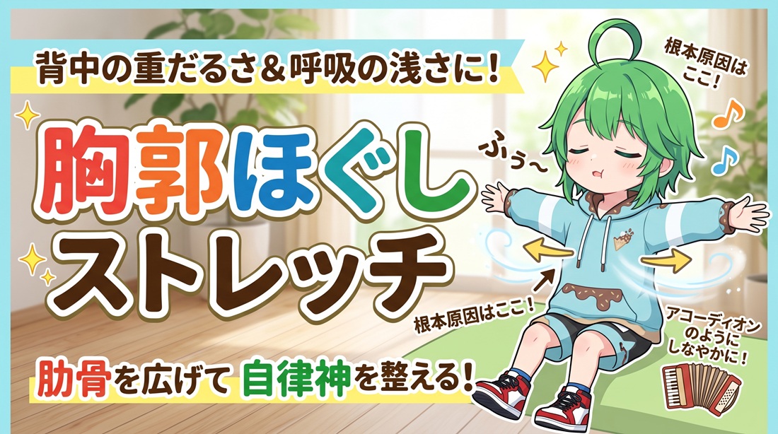 背中の重だるさ＆呼吸の浅さを解消！肋骨まわりを広げて自律神経を整える「胸郭ほぐしストレッチ」